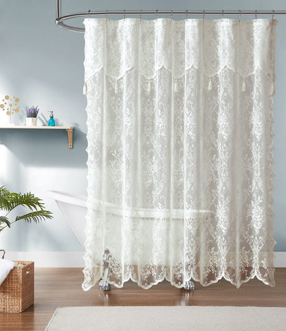 Warm Home Designs Golden Lace Shower Curtain with Valance. LAU Linen 72