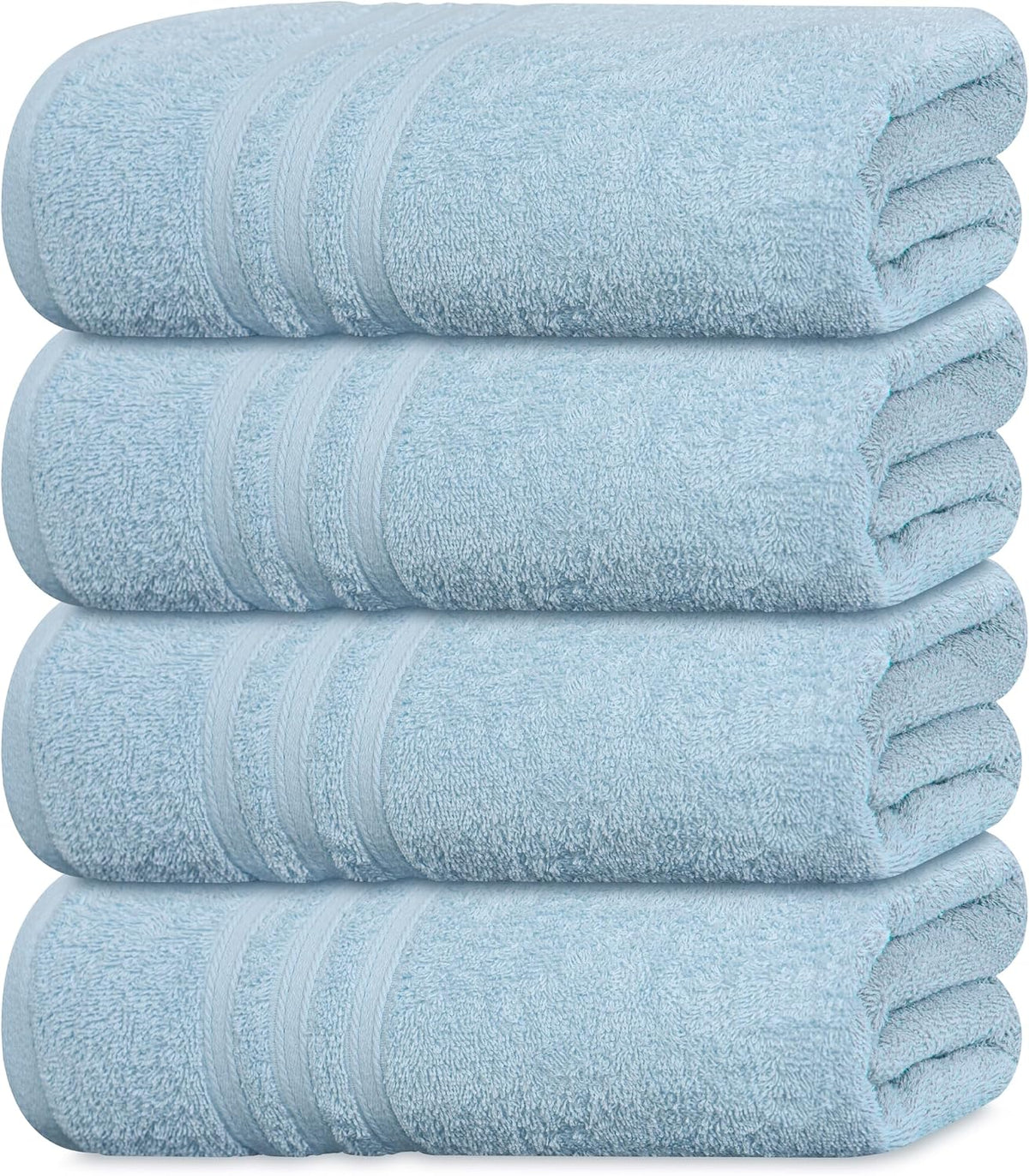 Tens Towels 4 Piece Bath Towels 27x54 Inches, Sky Blue