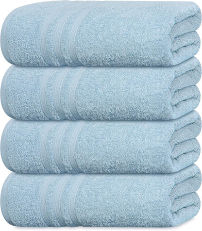 Tens Towels 4 Piece Bath Towels 27x54 Inches, Sky Blue