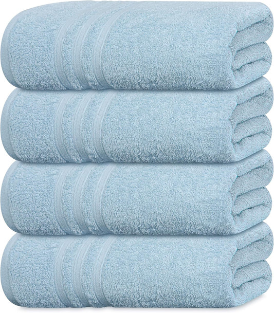 Tens Towels 4 Piece Bath Towels 27x54 Inches, Sky Blue