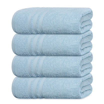Tens Towels 4 Piece Bath Towels 27x54 Inches, Sky Blue