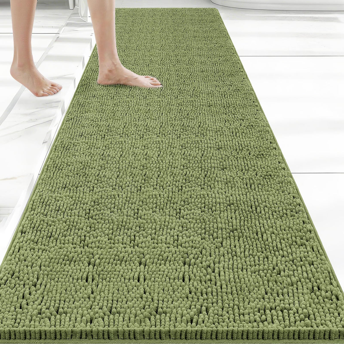 Bcoimo Small Bath Rug Mat,24x17 Chenille High Absorbent Latte Bathroom Mats