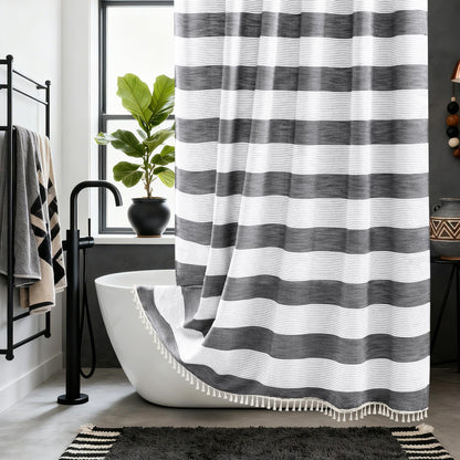 Seenus Linen Look Farmhouse Thick Fabric Shower Curtain Brown, Faux Linen Textured Country Rustic Shower Curtains Water-Resistant, 72 x 72 Inch Tan Taupe Heavyweight Shower Curtain for Bathroom Hotel