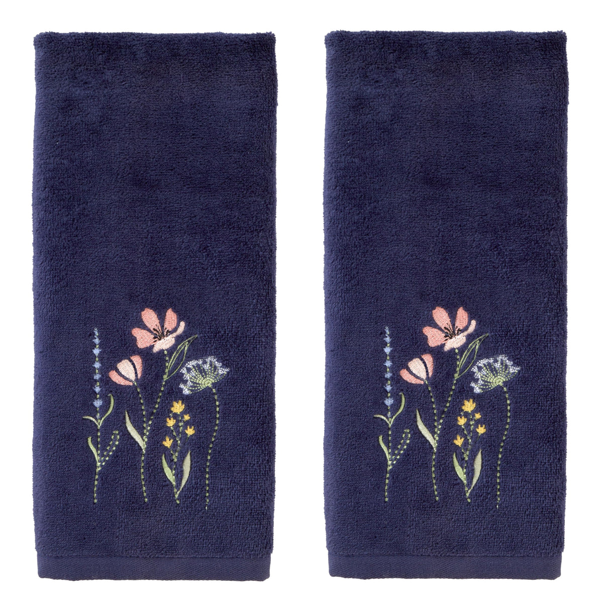 SKL Home Floral Hand Towel Set-2pc, 100% Cotton Jacquard, Gray