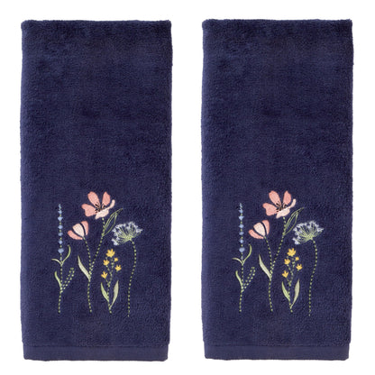 SKL Home Floral Hand Towel Set-2pc, 100% Cotton Jacquard, Gray