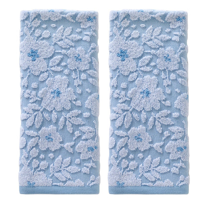 SKL Home Floral Hand Towel Set-2pc, 100% Cotton Jacquard, Gray