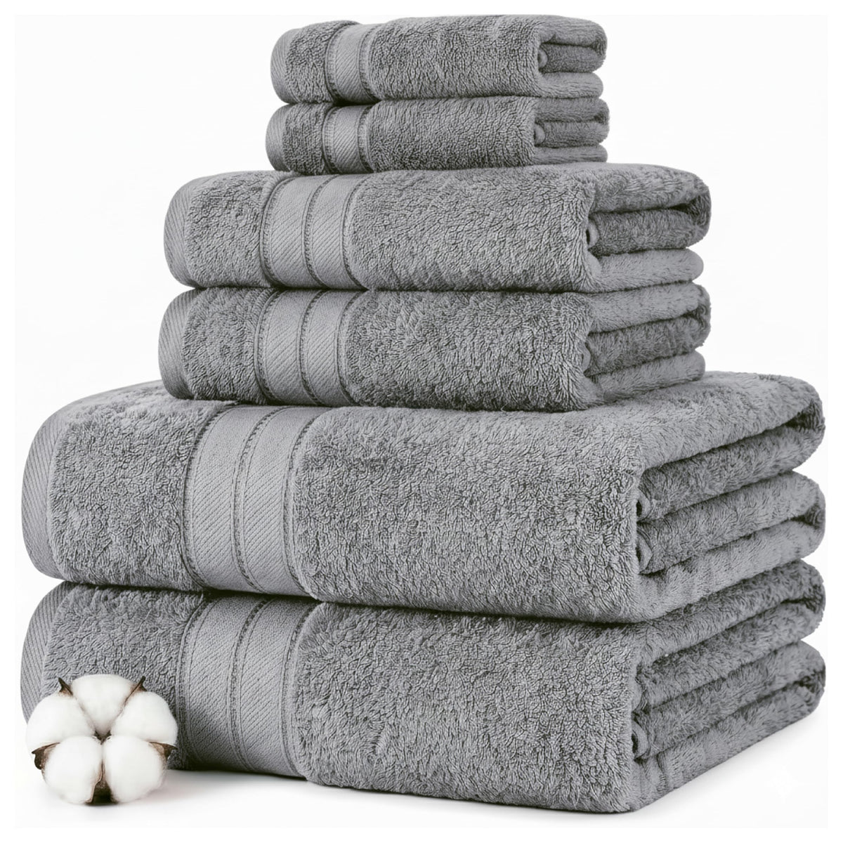 Modern Threads Spun Loft 6 Piece Bath Towel Set – 2 Bath Towels, 2 Hand Towels & 2 Washcloths – 100% Cotton, 600 GSM, Plush, Soft & Absorbent (Blush)