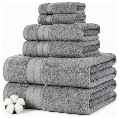 Modern Threads Spun Loft 6 Piece Bath Towel Set – 2 Bath Towels, 2 Hand Towels & 2 Washcloths – 100% Cotton, 600 GSM, Plush, Soft & Absorbent (Blush)