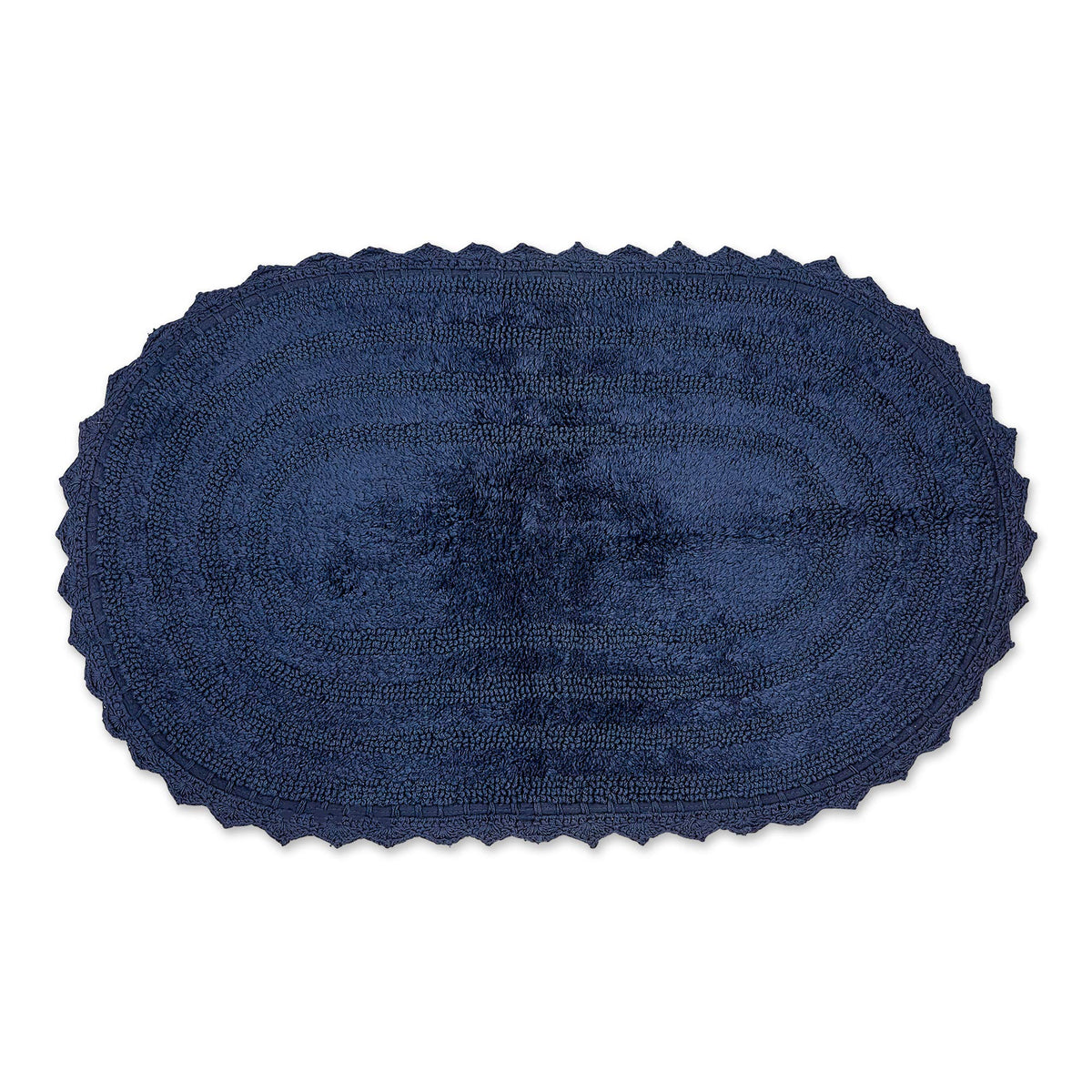 DII Crochet Collection Reversible Bath Mat, Small Oval, 17x24, Dark Green
