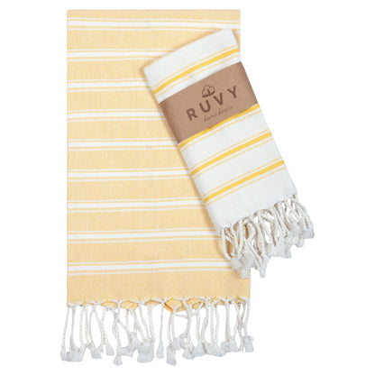 Ruvy Home Basics Turkish Hand Towels for Bathroom Set of 2 | 18"x40", Cotton | Decorative Towel for Bathroom, Kitchen, Dishcloth, Tea, Yoga, Face, Gym - Beige