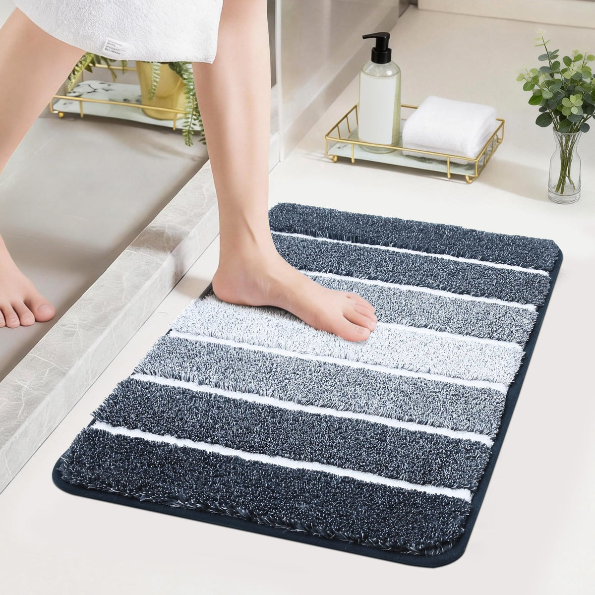 COSY HOMEER Bathroom Rugs 24x17,Ultra Soft Absorbent Bath Mat,Grey