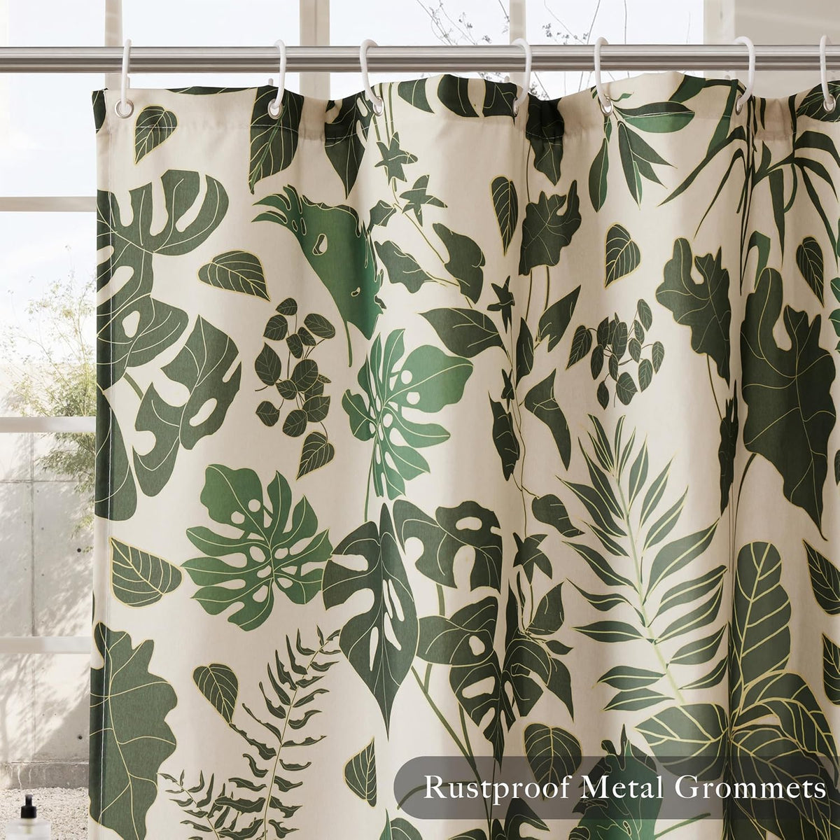 Ohocut Boho Shower Curtain Green Cute Floral Shower Curtains for Bathroom Allover Jungle Tropical Leaves Plant Shower Curtain Waterproof Polyester Fabric 72x72 Inch