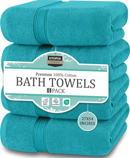 Utopia Towels 4 Pack Premium Bath Towels, 27x54 in, 600 GSM Cotton Grey