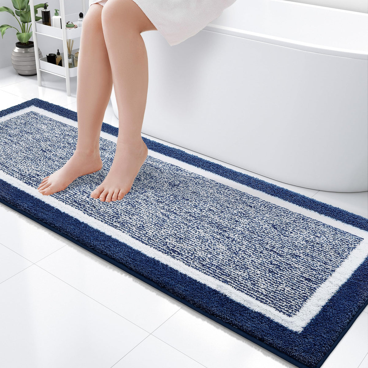 OLANLY Small Bathroom Rugs 24x16, Soft Absorbent Microfiber Bath Rugs, Grey