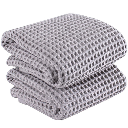 PÜSKÜL Natural 100% Turkish Cotton Waffle Hand and Kitchen Towels Set of 3