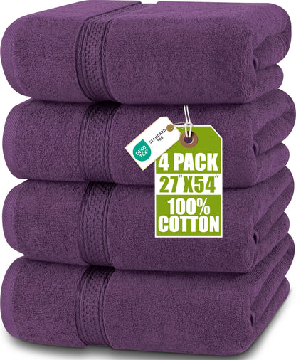 Utopia Towels 4 Pack Premium Bath Towels, 27x54 in, 600 GSM Cotton Grey