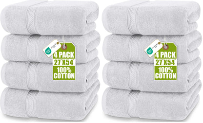 Utopia Towels 4 Pack Premium Bath Towels, 27x54 in, 600 GSM Cotton Grey