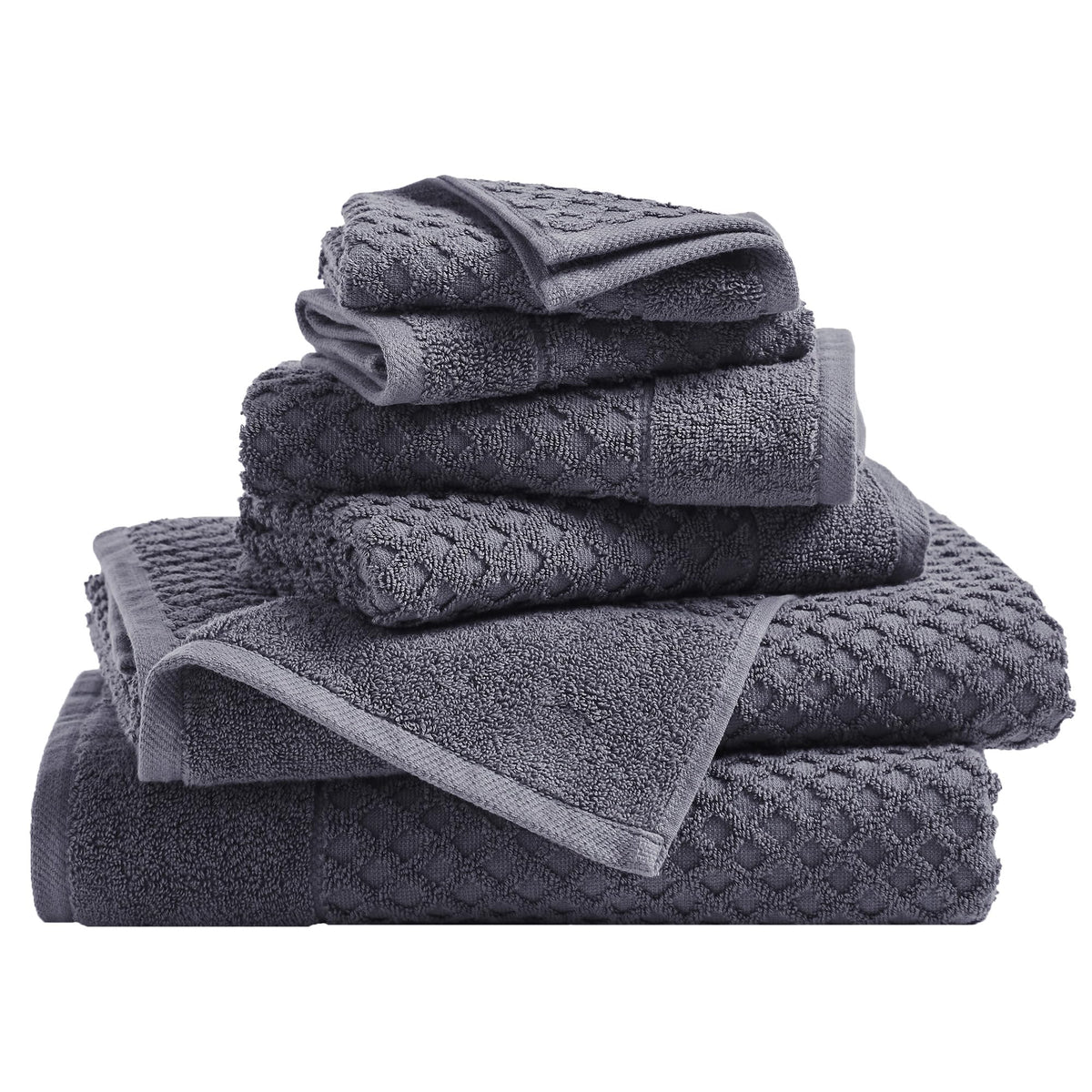 Great Bay Home Bath Towels - 100% Cotton 6 Piece Towel Set - Diamond Waffle Weave - Absorbent, Durable, Quick-Dry Towels for Bathroom (Copper)