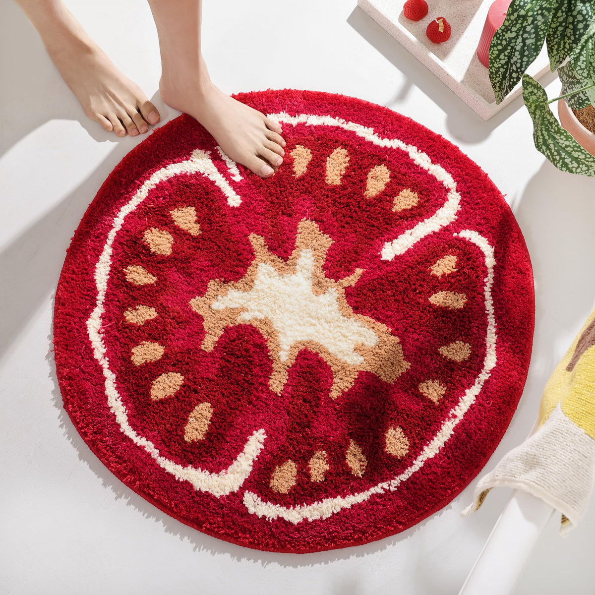 FROZZUR Bath Mat Papaya Non Slip Cute Fun for Bathroom Fruit Bath Mat Luxury Absorbent Shower Rug Washable