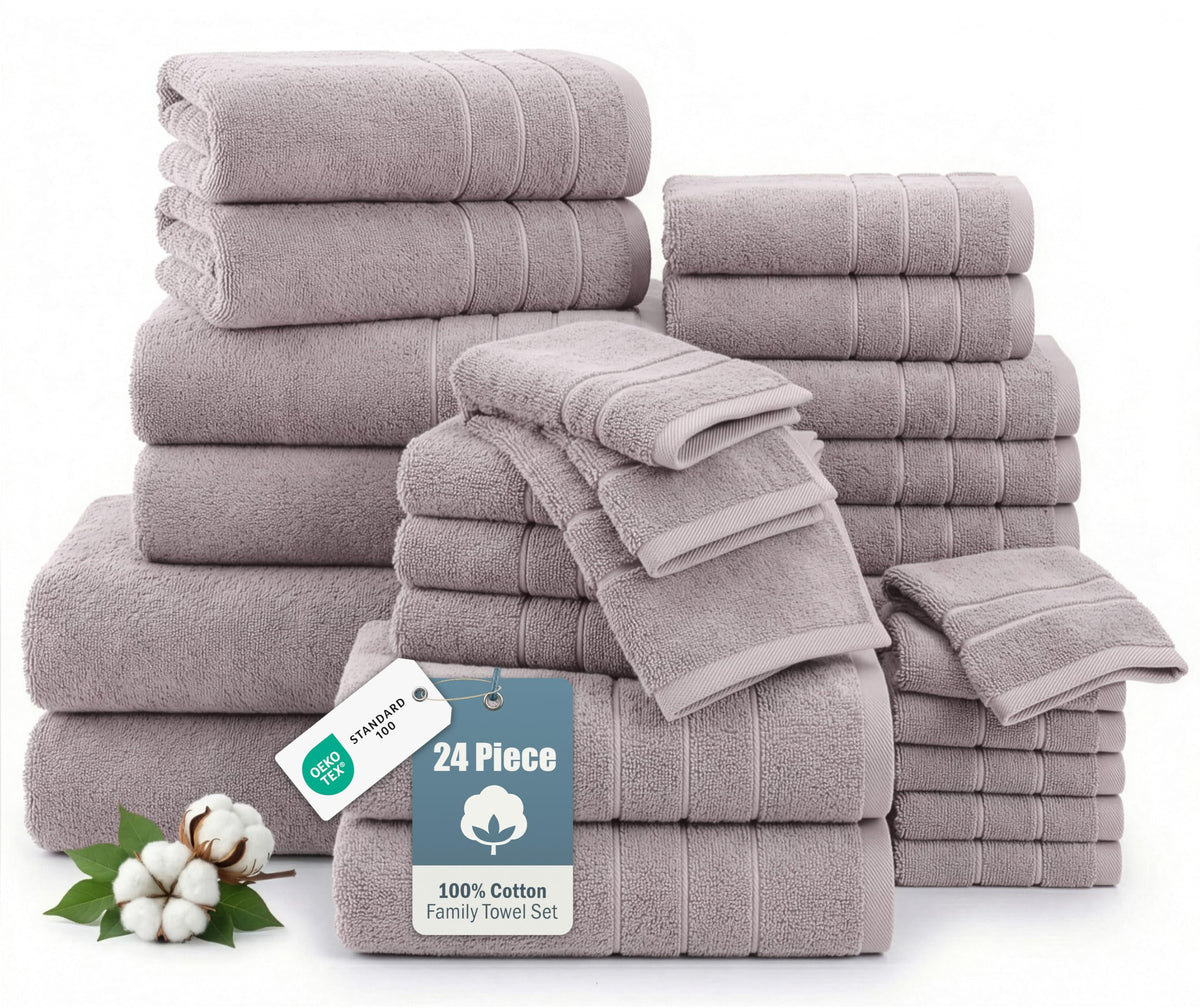 Casa Platino Towel Set Soft Absorbent Quick Dry 100% Cotton - Cool Grey