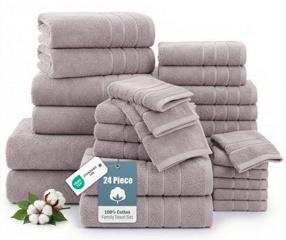 Casa Platino Towel Set Soft Absorbent Quick Dry 100% Cotton - Cool Grey