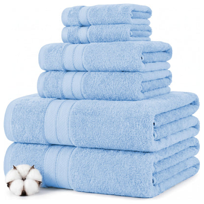 Modern Threads Spun Loft 6 Piece Bath Towel Set – 2 Bath Towels, 2 Hand Towels & 2 Washcloths – 100% Cotton, 600 GSM, Plush, Soft & Absorbent (Blush)