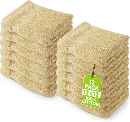 Utopia Towels 12 Pack Premium Wash Cloths Set, 12 by 12 Inches, 100% Cotton Ring Spun, Highly Absorbent and Soft Feel Essential Washcloths for Bathroom, Spa, Gym, and Face, Grey
