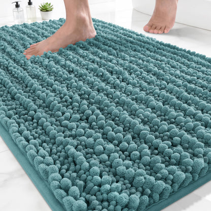Yimobra Bathroom Rugs Non Slip Washable 32x20 Inch - Ultra Soft Absorbent Chenille Bath Mat, Quick Dry Shaggy Floor Carpet for Tub Shower, Gray Home Decor Accessories