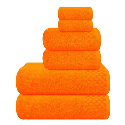 MyOwn Premium Cotton 6 Pack Towel Set for Bathroom, Contains 2 Bath Towels 28x55 inch, 2 Hand Towels 16x24 inch & 2 Wash Coths 12x12 inch, Ideal Everyday use, Compact & Lightweight - Black