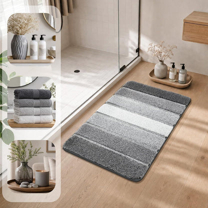COSY HOMEER Bathroom Rugs 24x17,Ultra Soft Absorbent Bath Mat,Grey