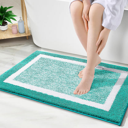 OLANLY Small Bathroom Rugs 24x16, Soft Absorbent Microfiber Bath Rugs, Grey