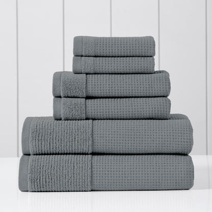 Modern Threads Waffle-Rib 6-Piece Towel Set – Premium Cotton Bath Towels, Ultra-Absorbent & Soft, Elegant Waffle Texture for Bathroom & Spa, Taupe