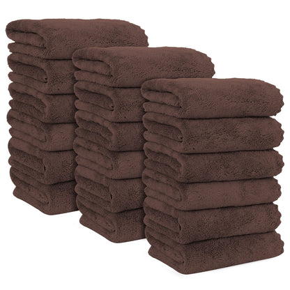 MOONQUEEN 6 Pack Premium Hand Towels - Quick Drying - Microfiber Coral Velvet Highly Absorbent Towels - Multipurpose Use as Hotel, Bathroom, Shower, Spa, Hand Towel 16 x 28 inches (Brown)
