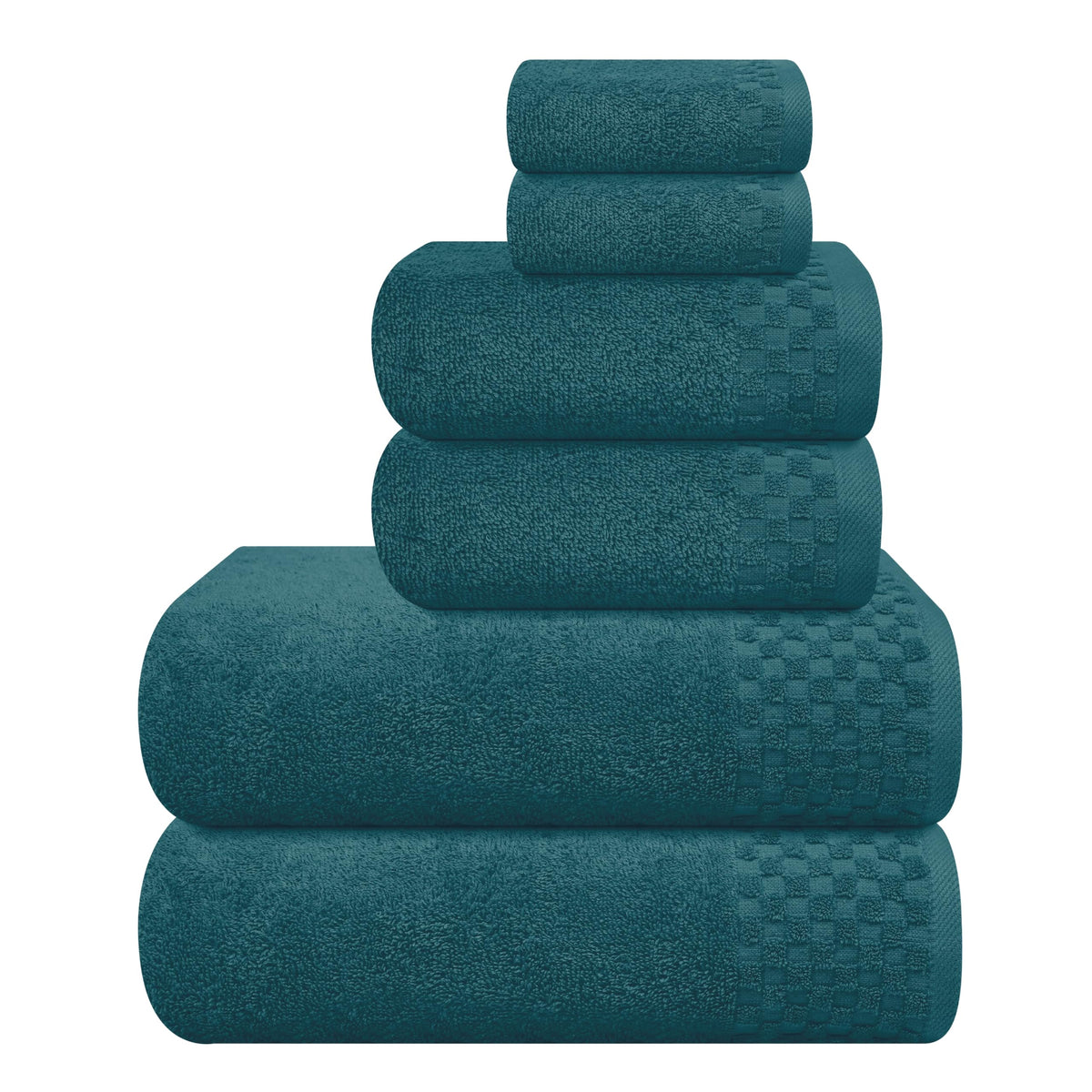 MyOwn Premium Cotton 6 Pack Towel Set for Bathroom, Contains 2 Bath Towels 28x55 inch, 2 Hand Towels 16x24 inch & 2 Wash Coths 12x12 inch, Ideal Everyday use, Compact & Lightweight - Black