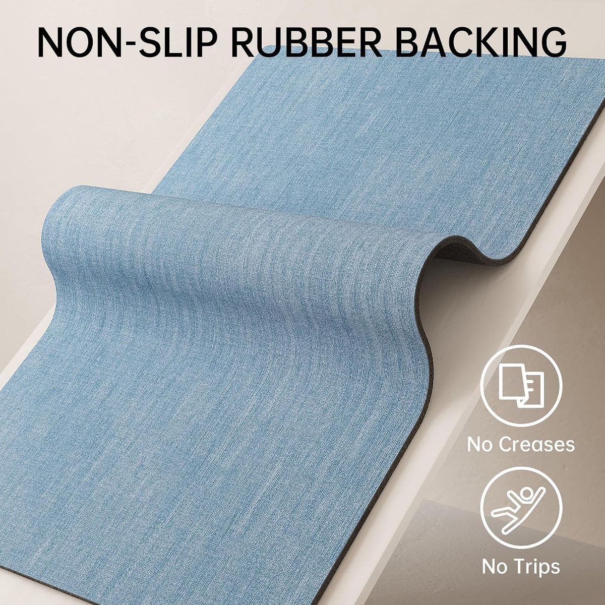 Mecko Bath Mat 16"x24",Ultra Thin Bathroom Rug fit Under Door Light Blue