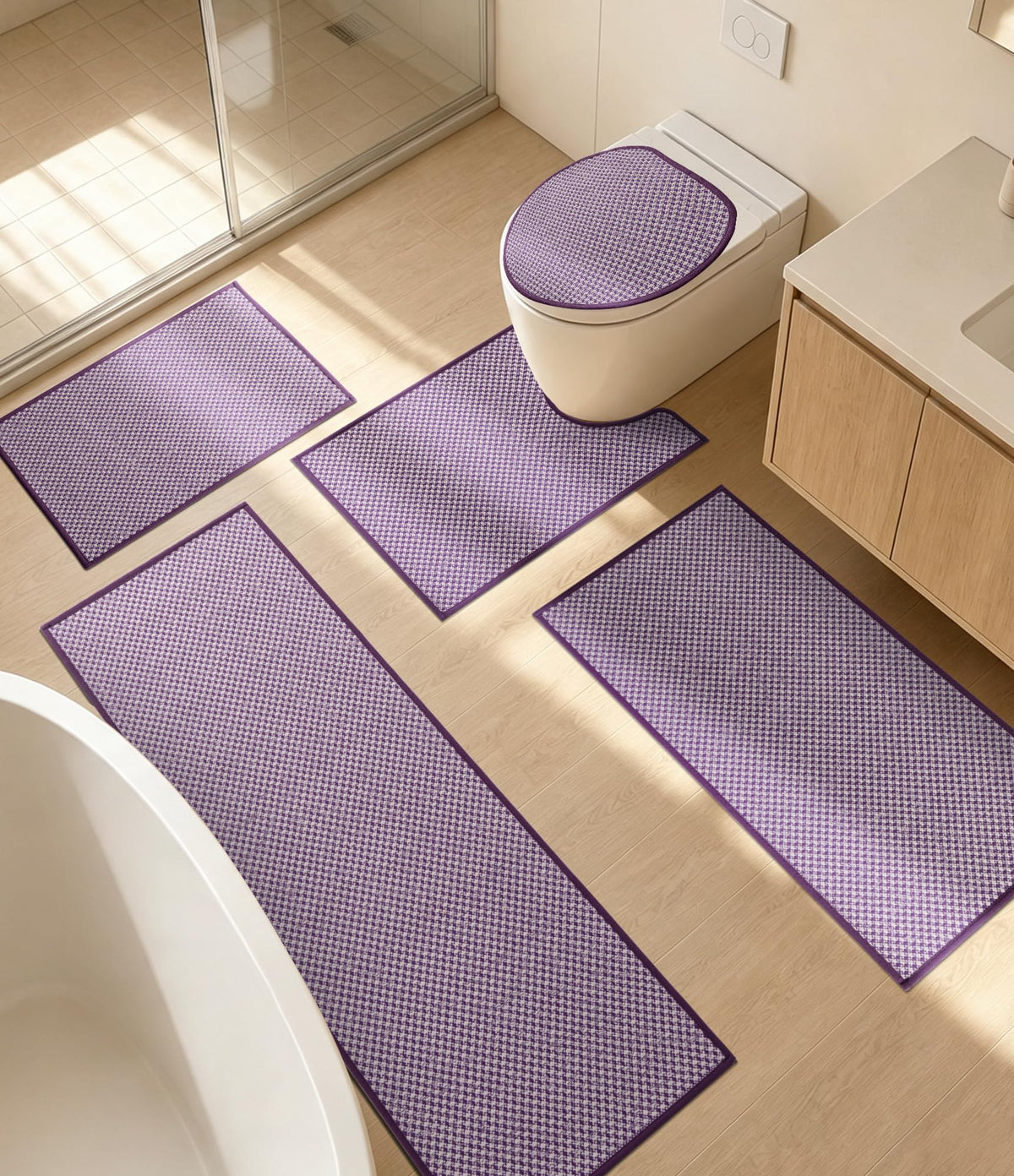 YIHOUSE Black Bathroom Rugs Sets 2 Pieces,Thin Bath Mat Quick Dry