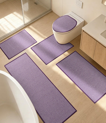 YIHOUSE Black Bathroom Rugs Sets 2 Pieces,Thin Bath Mat Quick Dry