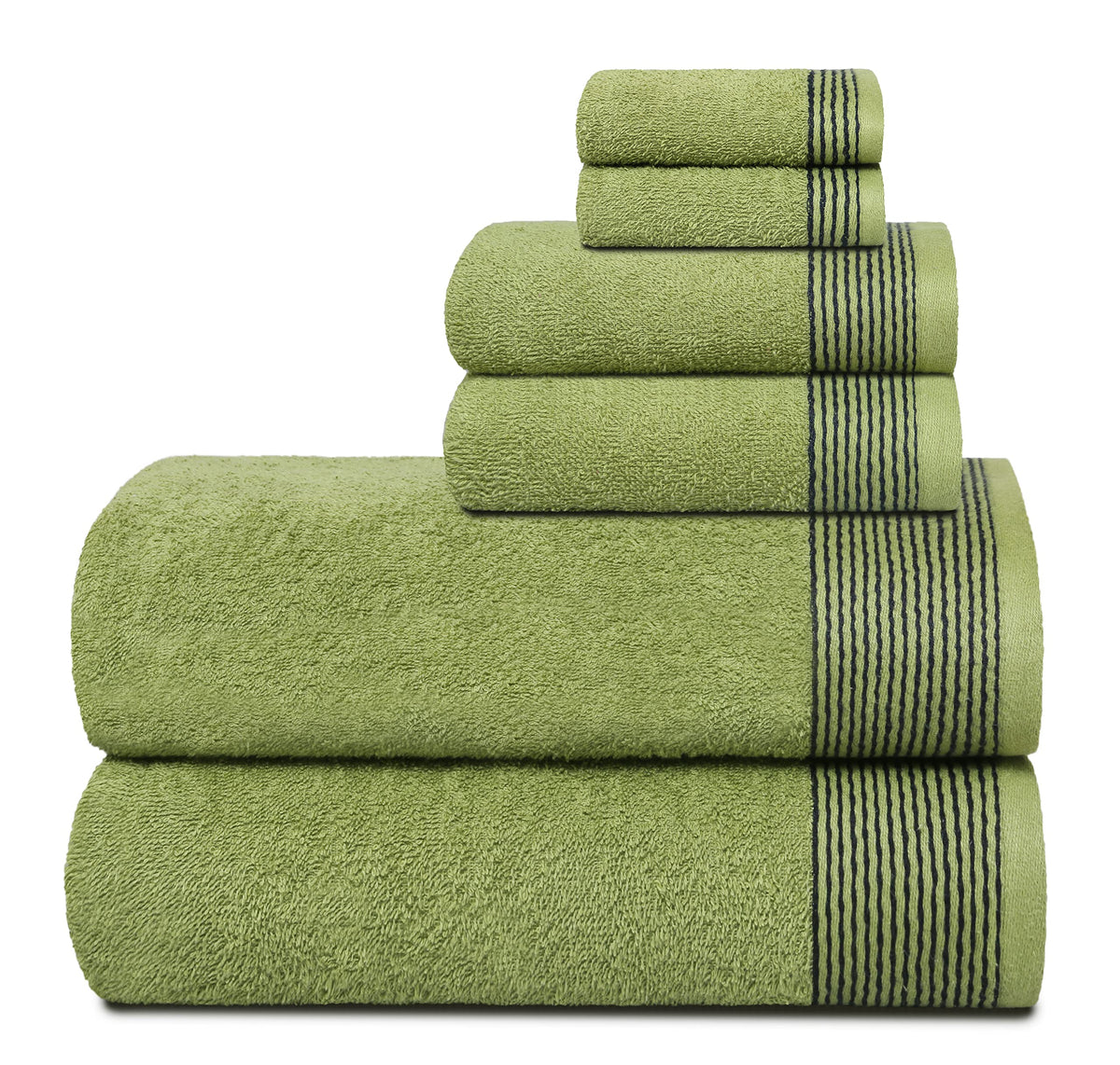 Belizzi Home 100% Cotton Ultra Soft 6 Pack Towel Set, Contains 2 Bath Towels 28x55 inchs, 2 Hand Towels 16x24 inchs & 2 Washcloths 12x12 inchs, Compact Lightweight & Highly Absorbant - Black