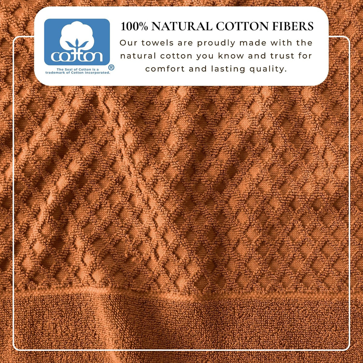 Great Bay Home Bath Towels - 100% Cotton 6 Piece Towel Set - Diamond Waffle Weave - Absorbent, Durable, Quick-Dry Towels for Bathroom (Copper)