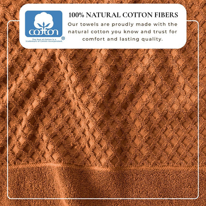 Great Bay Home Bath Towels - 100% Cotton 6 Piece Towel Set - Diamond Waffle Weave - Absorbent, Durable, Quick-Dry Towels for Bathroom (Copper)