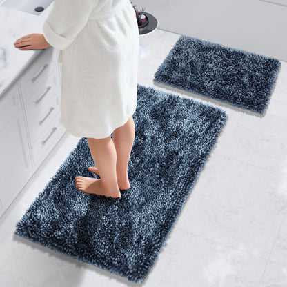 Yimobra Bathroom Rug Set 2 Piece, Luxury Shaggy Bath Mat Set with Non Slip Backing, Ultra Soft & Absorbent Mats for Bathroom Floor, Machine Washable, 31.5"x20"+24"x17", Dark Purple