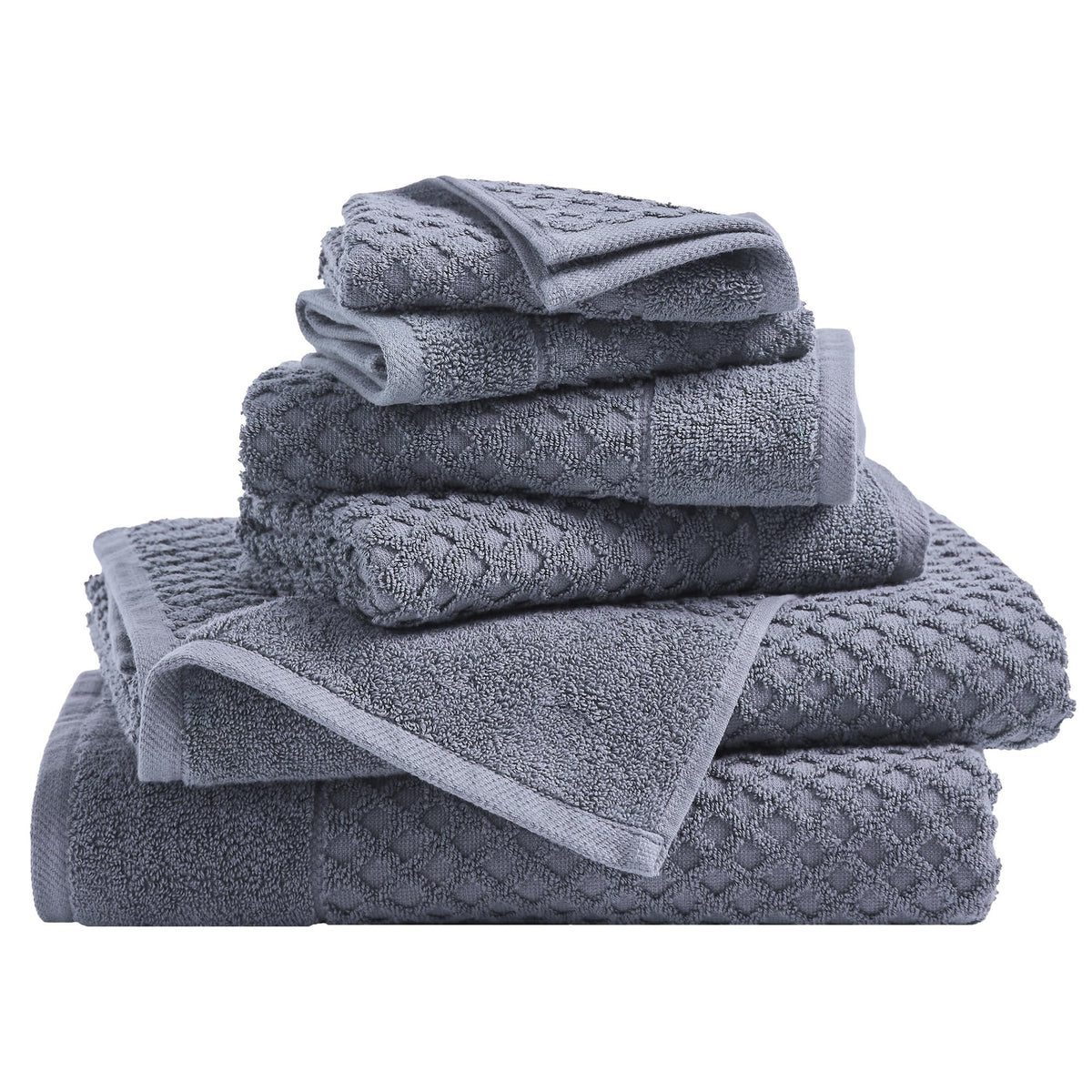 Great Bay Home Bath Towels - 100% Cotton 6 Piece Towel Set - Diamond Waffle Weave - Absorbent, Durable, Quick-Dry Towels for Bathroom (Copper)
