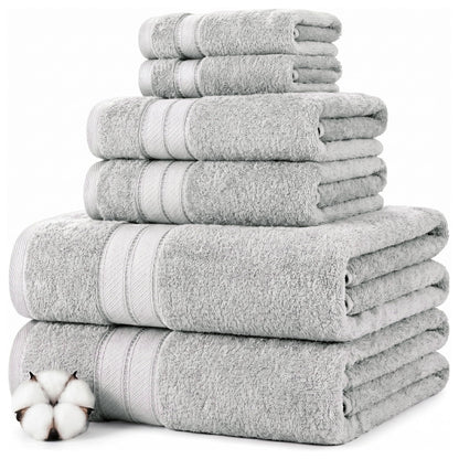 Modern Threads Spun Loft 6 Piece Bath Towel Set – 2 Bath Towels, 2 Hand Towels & 2 Washcloths – 100% Cotton, 600 GSM, Plush, Soft & Absorbent (Blush)