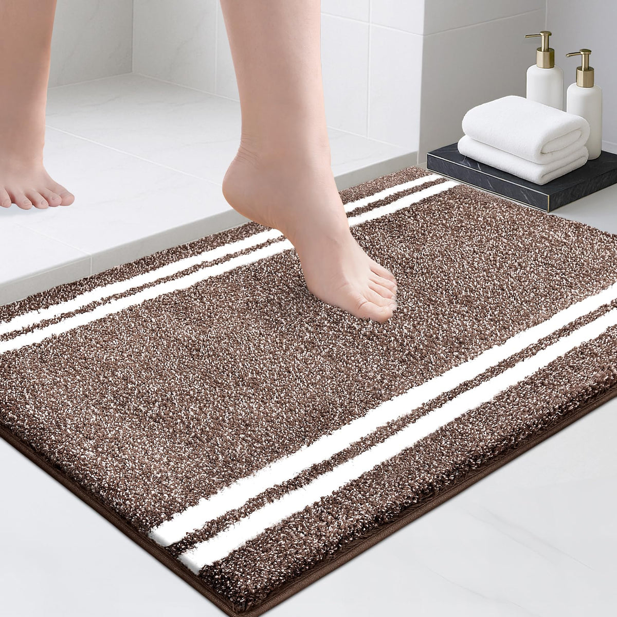 PURRUGS Bathroom Runner Rug, Bath Mat, 24" x 60", Beige
