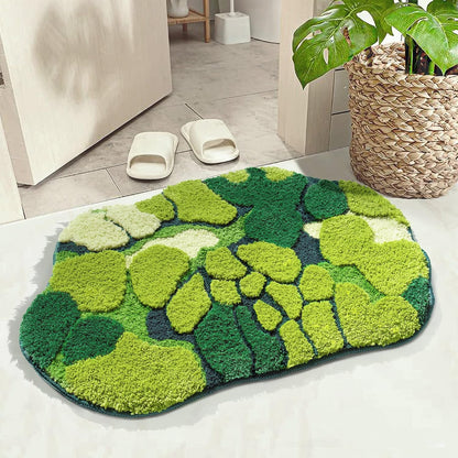 RORA Green Bathroom Rugs Moss Bath Mat 32×20 Non Slip Absorbent Bath Rug