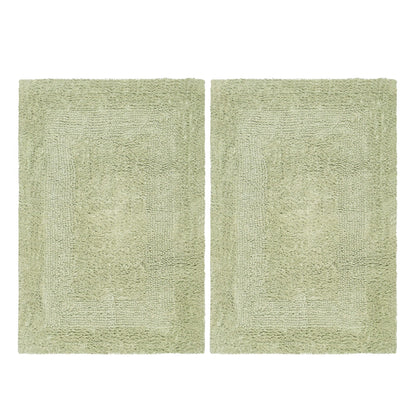 COTTON CRAFT 2 Pack Reversible Bath Mat Rug - Soft Luxurious -17x24- Ivory
