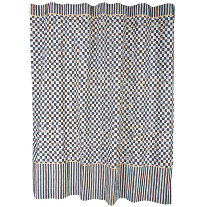 MACKENZIE-CHILDS Shower Curtain, Washable Fabric Shower Curtain for Bathroom Decor, 72" x 72", Purple-and-White Violet Check