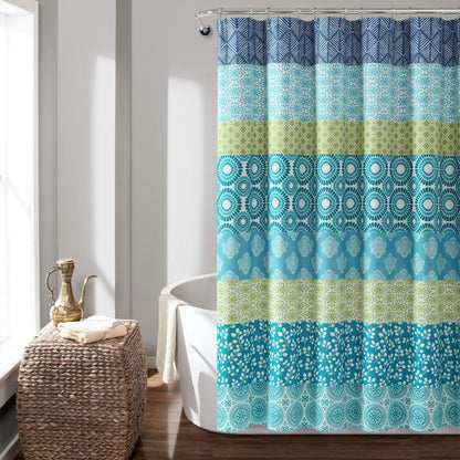 Lush Decor Bohemian Stripe Shower Curtain, 72" W x 72" L, Fuchsia & Orange - Bathroom Curtain - Striped Shower Curtain - Boho Decor - Fabric Shower Curtains