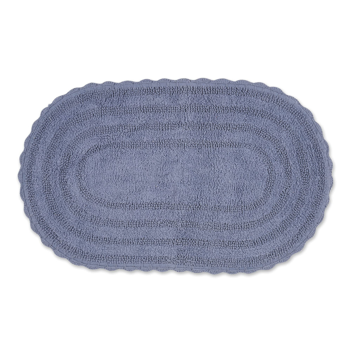 DII Crochet Collection Reversible Bath Mat, Small Oval, 17x24, Dark Green