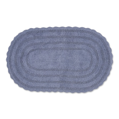 DII Crochet Collection Reversible Bath Mat, Small Oval, 17x24, Dark Green